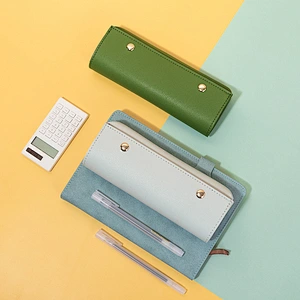 Pu Leather New Korean Style Simple College Square Stationery Pencil Case Convenient Sunglasses Storage Bag