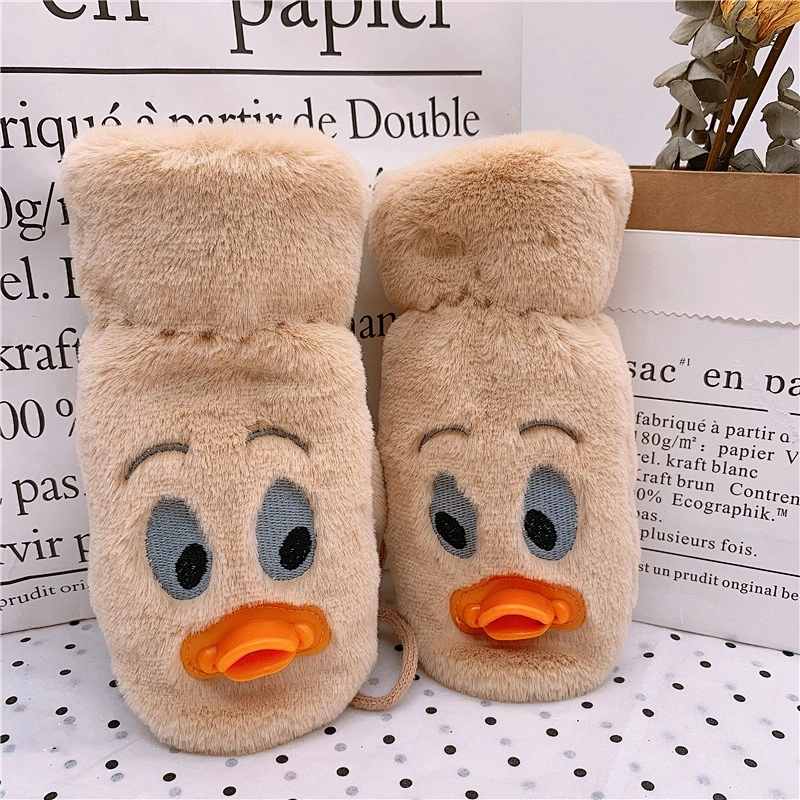 trendy cute children's winter gloves plus velvet thickening cute little duck children's gloves winter outdoor sports gloves