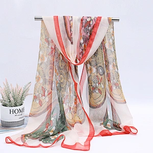 2020 new tide chiffon shawl floral printing scarves ladies sunscreen beach towel shawl scarf