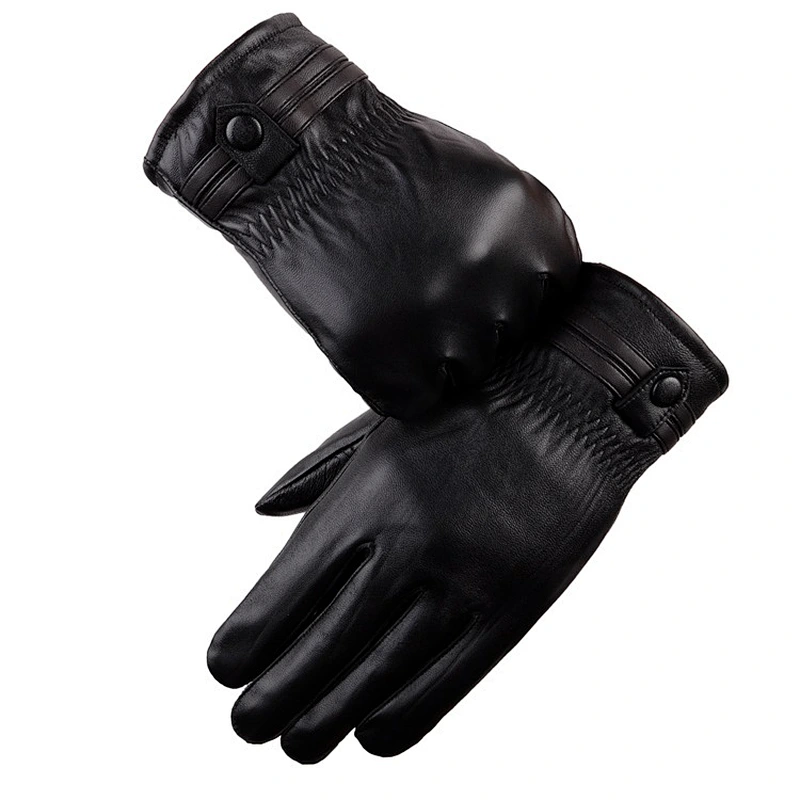Man Winter Cycling Leather Gloves Windproof Outdoor Cycling Motorcycle Warm  Cashmere Men'S Leather Gloves Wholesale