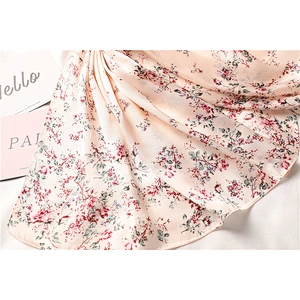 Spring and summer new fashion female scarves wild small floral printed scarves simulation silk satin square scarf