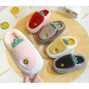 children's cotton slippers female cute cartoon indoor home plus velvet warmth non-slip parent-child baby cotton slippers