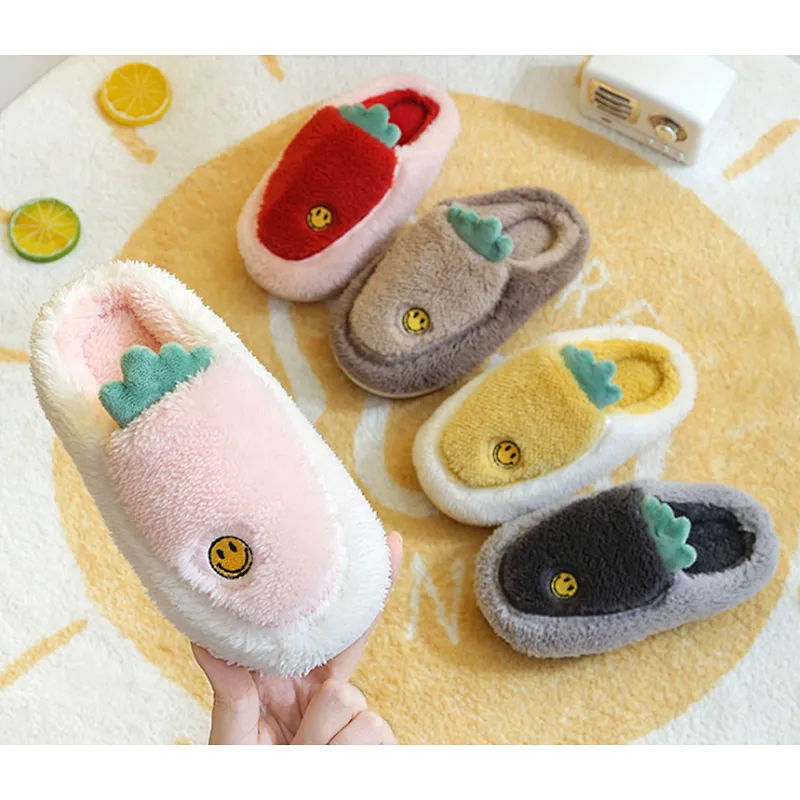 children's cotton slippers female cute cartoon indoor home plus velvet warmth non-slip parent-child baby cotton slippers