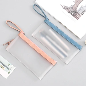 Korean Stationery Transparent Matte Pencil Bag Simple Jelly Plastic Color Matching Student Pencil Case