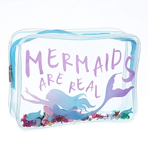 Cute Waterproof Pvc Animal Unicorn Glitter Pencil Hand Bag New Transparent Cosmetic Make Up Bag