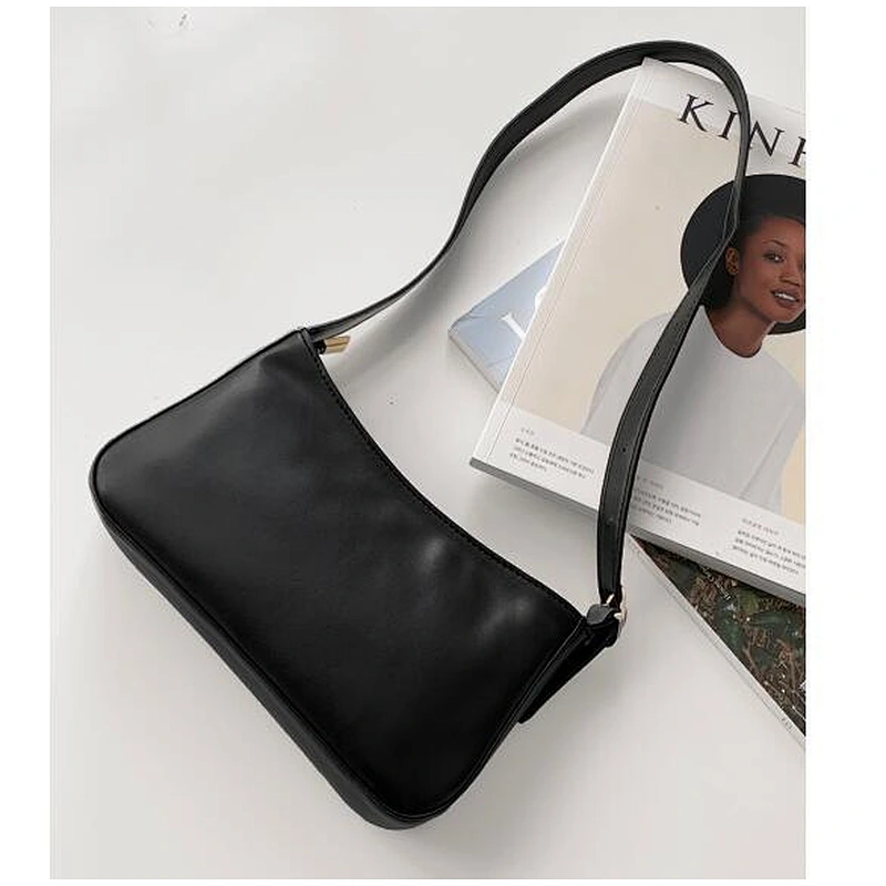 2021 Summer New Design Oil Wax Leather Shoulder Bag Simple  Ladies Baguette Handbags Underarm Bag