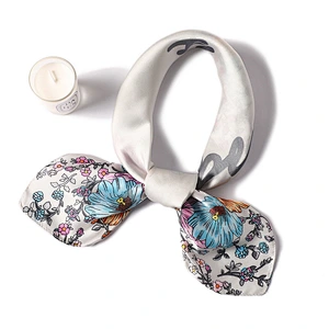 Spring and summer thin female flower letter printed fashion wild simulation silk small square scarf