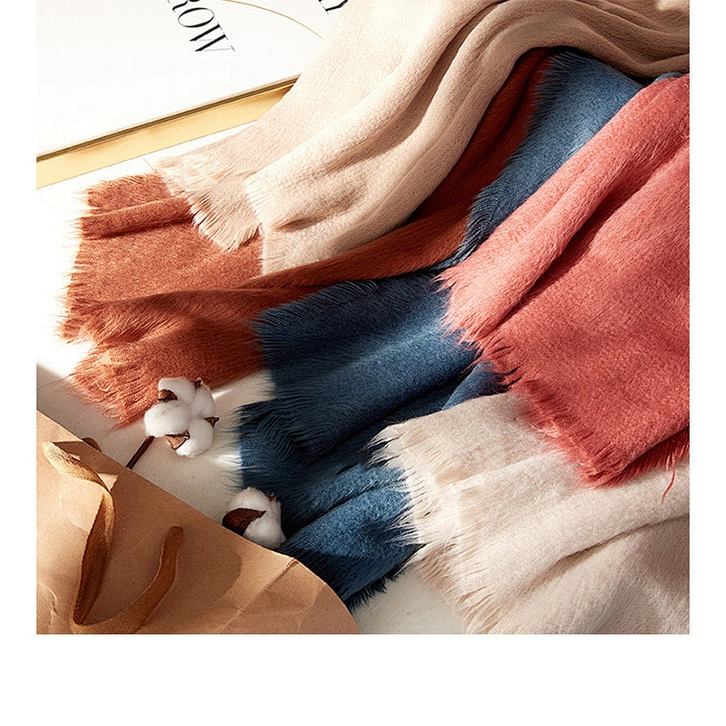 60*200cm factory direct winter scarf women's warm solid color cashmere scarf
