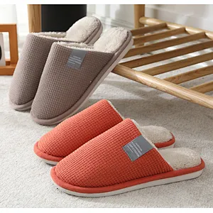 Cotton slippers women's thick-soled winter household home couples indoor warmth non-slip male home floor slippers