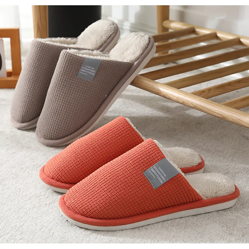 Cotton slippers women's thick-soled winter household home couples indoor warmth non-slip male home floor slippers