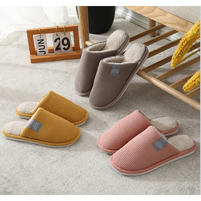 Cotton slippers women's thick-soled winter household home couples indoor warmth non-slip male home floor slippers