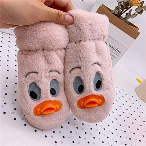 trendy cute children's winter gloves plus velvet thickening cute little duck children's gloves winter outdoor sports gloves