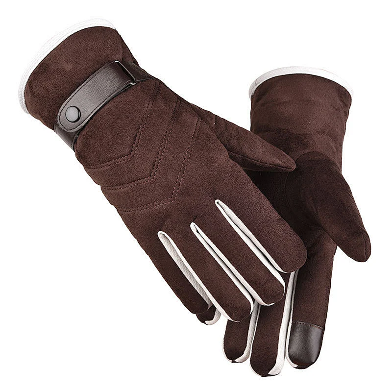 Factory Direct New Winter Men'S Suede Warm Gloves Wholesale Thick Windproof Cycling Gloves