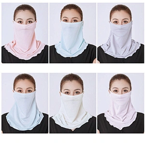 Custom Plain Color Sunscreen Ice Silk Bandana With Ear Loop For Face Coverage And Dust Protection