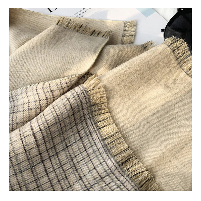 Luxuriant Latest Desirable Cashmere Scarf Plaid Double-Sided Winter Scarf Fashions Long Shawl