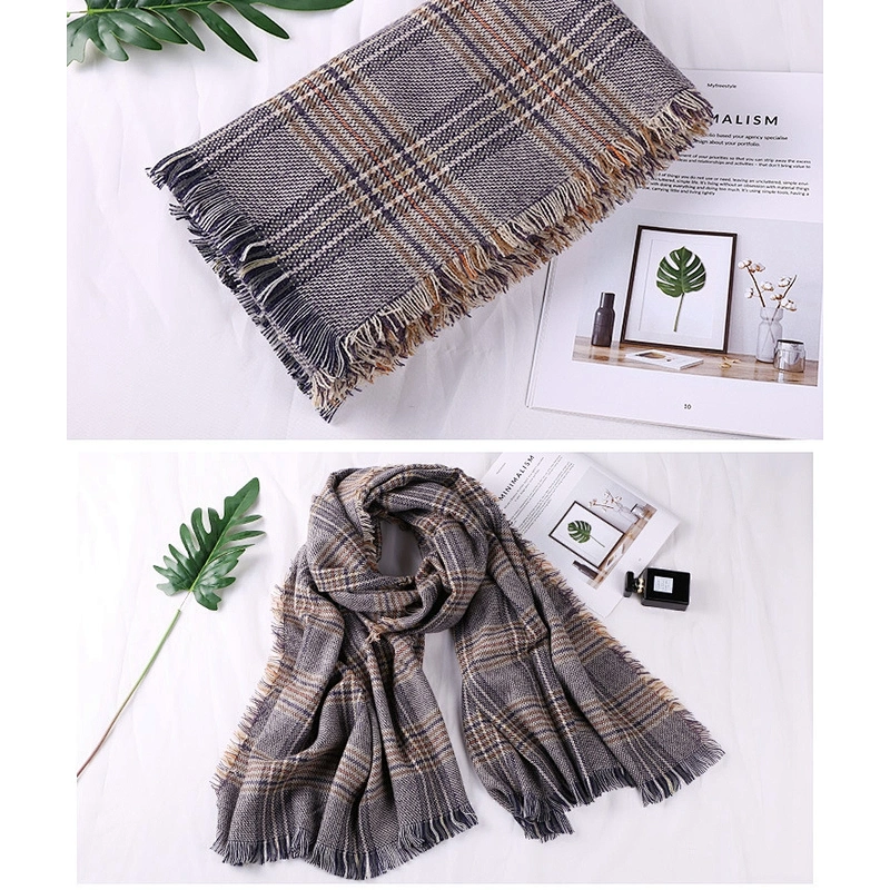 2020 Autumn And Winter New Houndstooth Plaid Scarf Widened Thickened Enlarged Cashmere Shawl