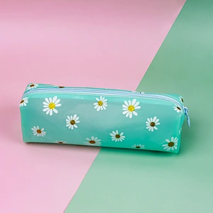 Small Daisy Large Capacity Pencil Case Simple Transparent TPV Girl Cosmetics Daisy Storage Bag Student Pencil Case