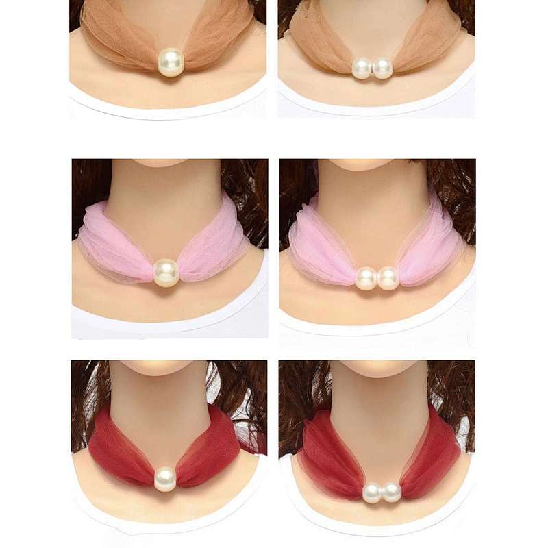 2020 Spring New Pearl Button Small Silk Scarf Variety Small Scarf Korean Version Georgette Decorative Scarves