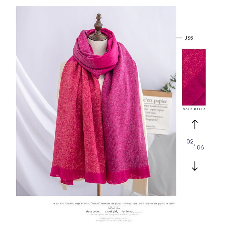 Factory Direct Hot Cashmere Scarf Autumn Winter New Color Matching Fringed Scarf Thick Warm Shawl