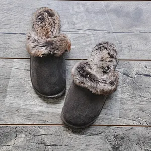 Couple wool slippers men women home indoor winter large size men's non-slip rubber-soled cotton shoes slippers