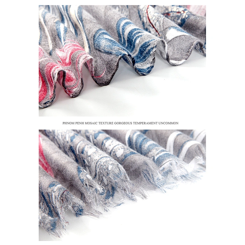 2021 Style Satin Printed Fallen Leaves Bronzing Cotton Scarf Spring Autumn All-Match Pattern Scarf