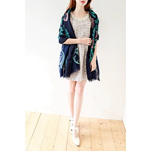 Classic Scarf Sunflower Vine Pattern Chinese Style Scarf Supersized Twill Cotton Shawl Scarf