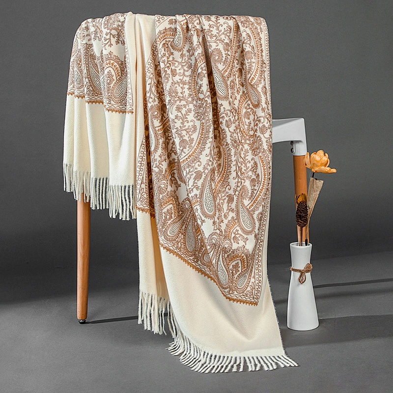 Fashion cashmere embroidery scarf all-match female autumn winter warmth tassel shawl