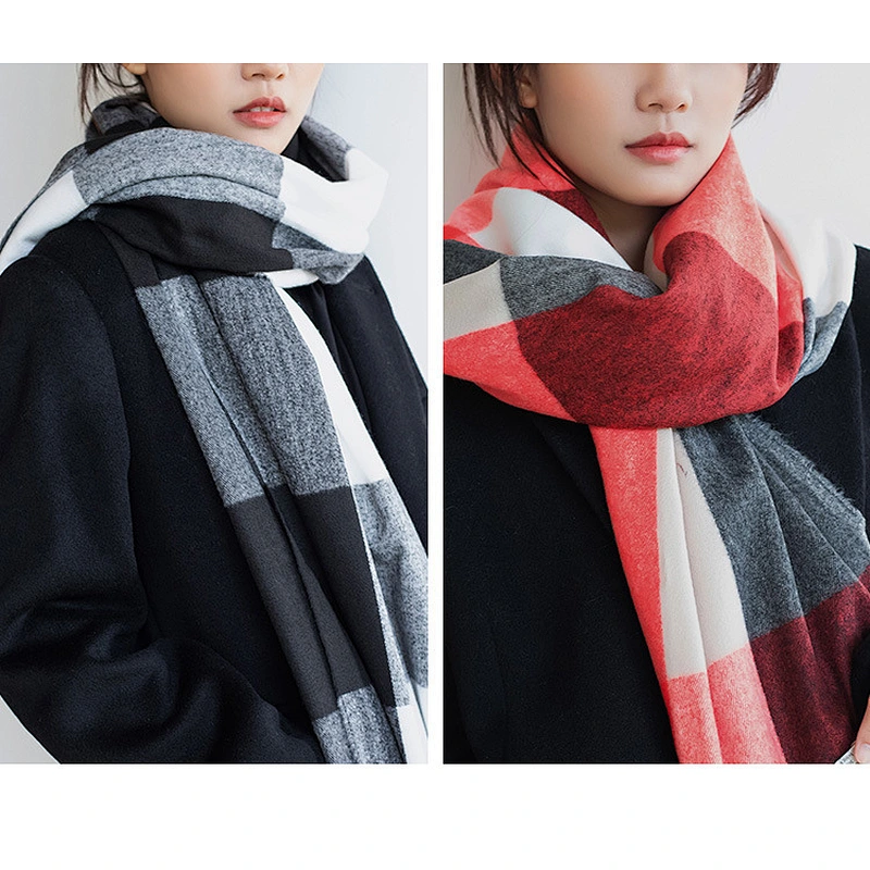 2020 New Scarf Women Autumn Winter Thick Warmth Cashmere Large Plaid Scarf Women Winter Shawl Western Style Scarf