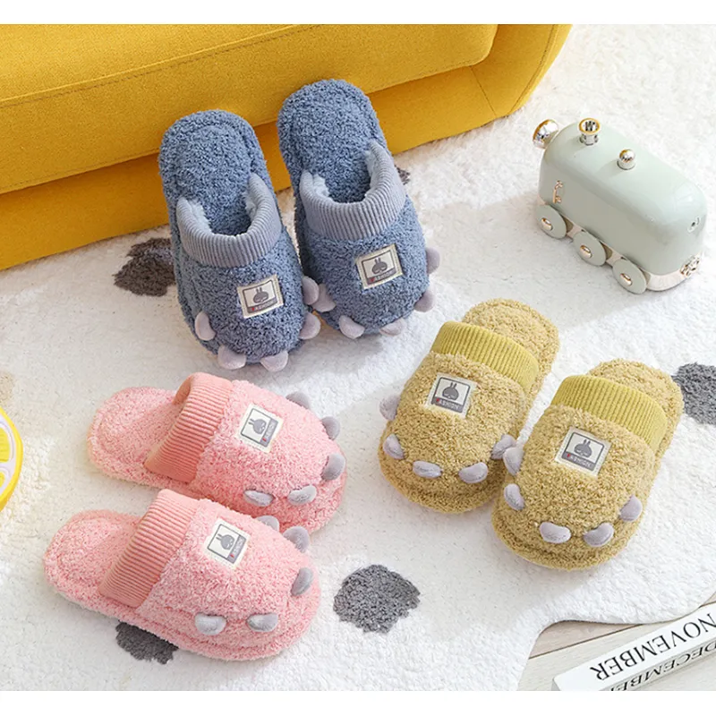 Toddler Kids Girls Boys Cute Cartoon Indoor Animal Soft Cozy Winter Warm Plush Lining Winter House Slippers