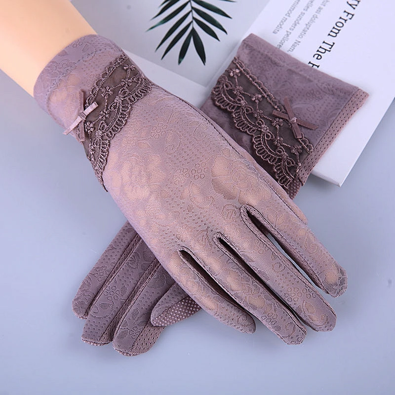 Wholesale Ladies Funky Lace Bow Gloves Non-skid Touch Screen Gloves Ice Silk Sunscreen Gloves