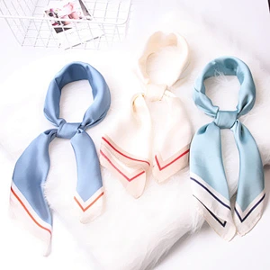 Monochrome female hair bundle hair wrap head wrist professional scarf small square silk stripe scarf