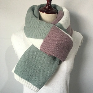 New Scarf Female Winter Korean Version Student Long Scarf Color Matching Wool Double-Sided Knitted Scarf
