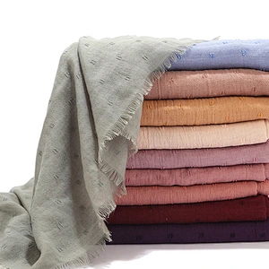 Hot sale cotton and linen solid sunscreen shawl islamic malaysian cotton hijabs scarf
