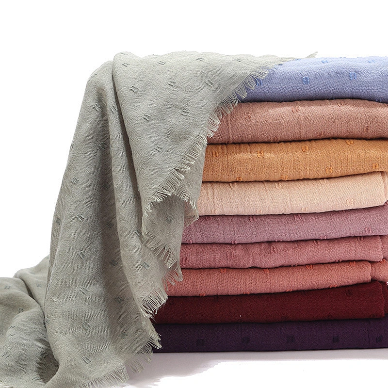 Hot sale cotton and linen solid sunscreen shawl islamic malaysian cotton hijabs scarf