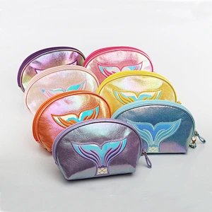 Fashion Travel Cosmetic Bag Women Makeup Bag Organizer Fishtail Leather Zipper Handbags Cosmetic Bag