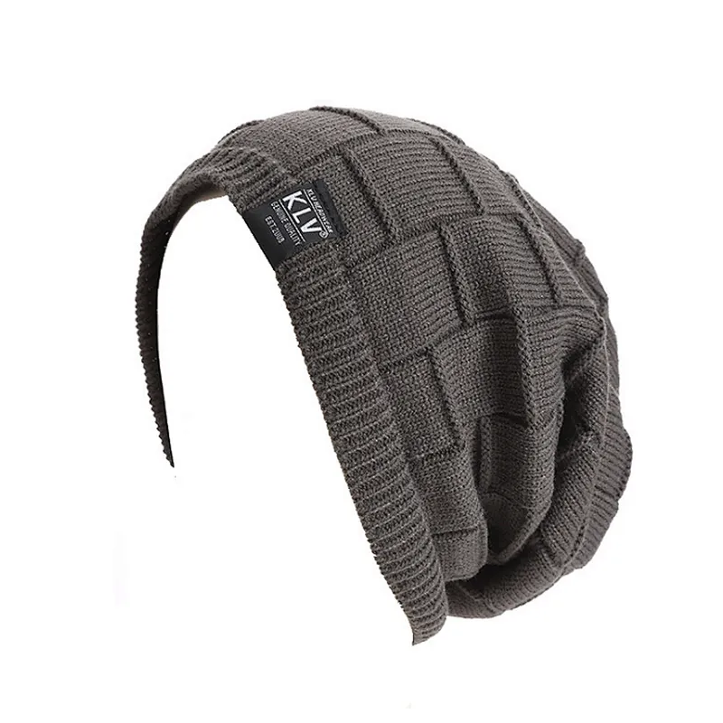 Winter Outdoor Warm Hat Pure Color Horizontal Striped Lattice Knitted Hat Can Be Customized