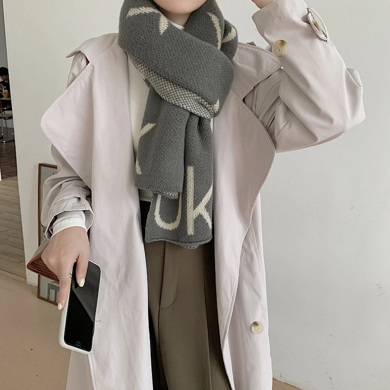 OK Letter Cashmere Scarf Female Winter Lengthened Thickened Students Keep Warm Scarf