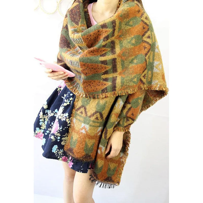 Winter New Pyramid Castle Style Geometric Warm Thickened Unisex Cashmere Scarf Shawl