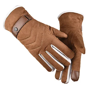 Factory Direct New Winter Men'S Suede Warm Gloves Wholesale Thick Windproof Cycling Gloves