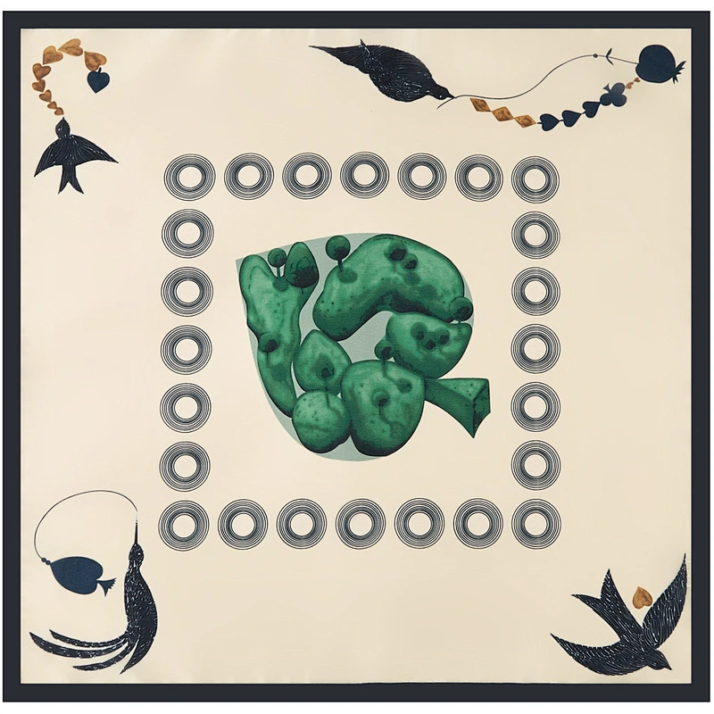 Swallow Leaf Printed Sunscreen Scarf Temperament simulation Silk Small Square Scarf