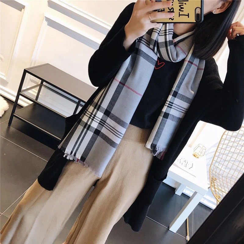 Autumn Winter Classic British Plaid Scarf Cotton Cashmere Scarf Women Shawl Dual-Use New Wholesale