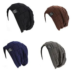 Winter Outdoor Warm Hat Pure Color Horizontal Striped Lattice Knitted Hat Can Be Customized