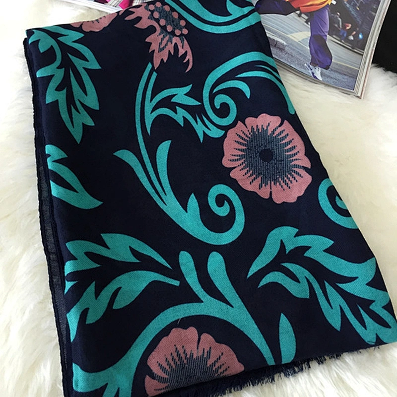Classic Scarf Sunflower Vine Pattern Chinese Style Scarf Supersized Twill Cotton Shawl Scarf