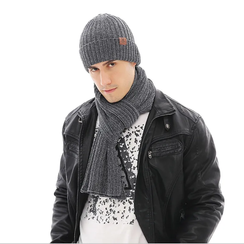 Fashion Stripes Cap 3 PC Men Women's Winter Knitted Hat Cap Hat Scarf Glove Sets