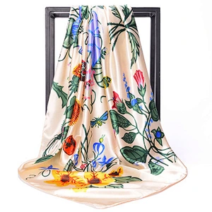 Hot sale wholesale large square scarf flowerprint silk scarf 90x90 square ladies scarf shawl