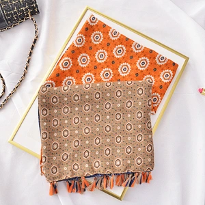 New Spring Summer Travel Ethnic Scarf Geometric Pattern Color Matching Twill Cotton Beach Towel Cotton Linen Scarf