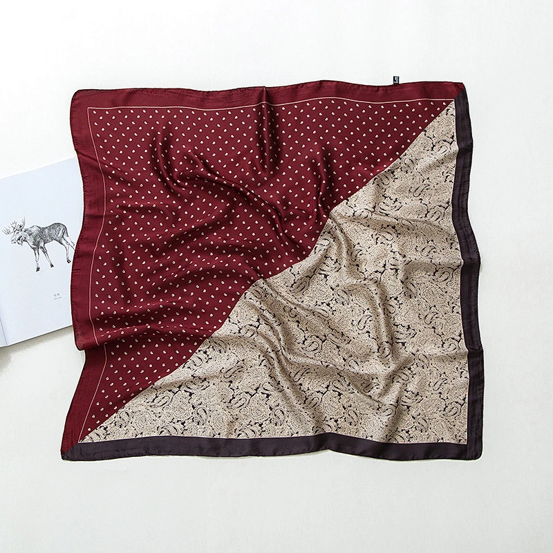 Ladies Silk Scarf Autumn Winter Korean Wild Professional Cashew Flower Small Square Scarf Decoration Work Scarf