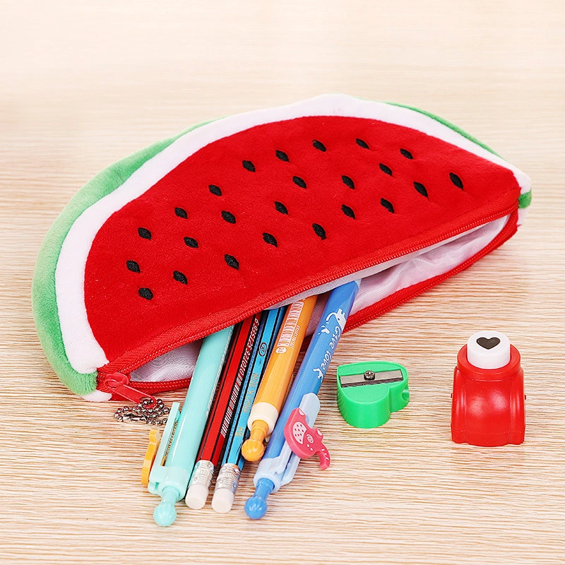Fashion Cartoon Pencil Case Cute Watermelon Cosmetic Bag Stationery Bag Wholesale Plush Pencil Case