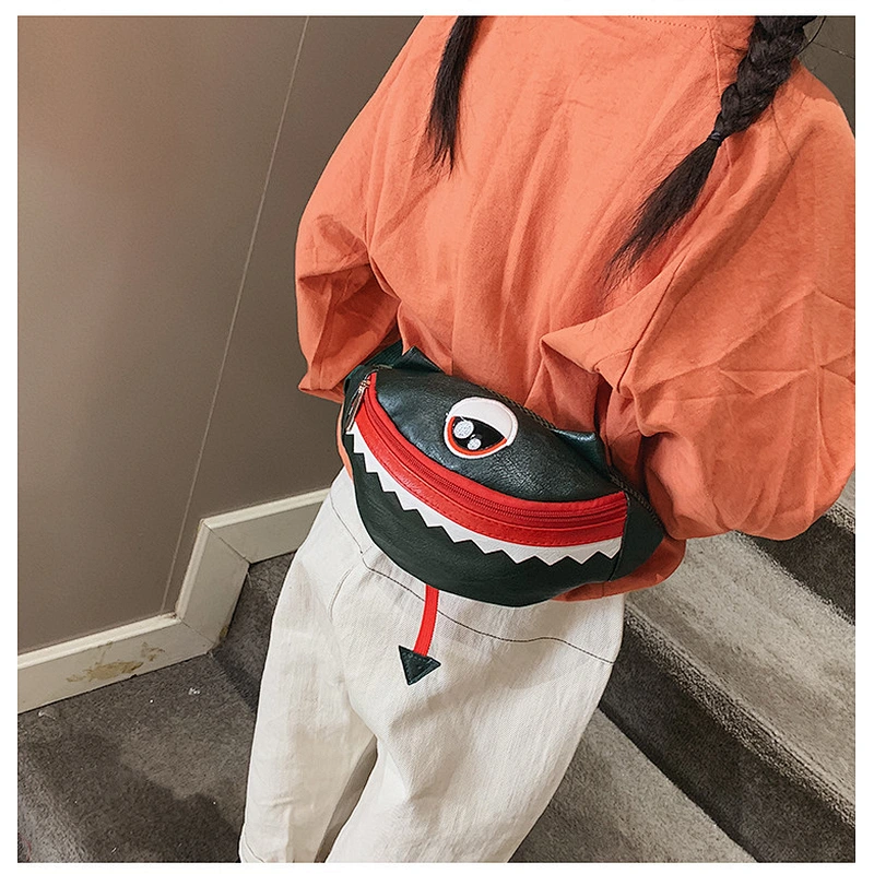 High Quality Boys Fanny Pack Custom Cute Cartoon Design Pu Leather Waist Bags For Children