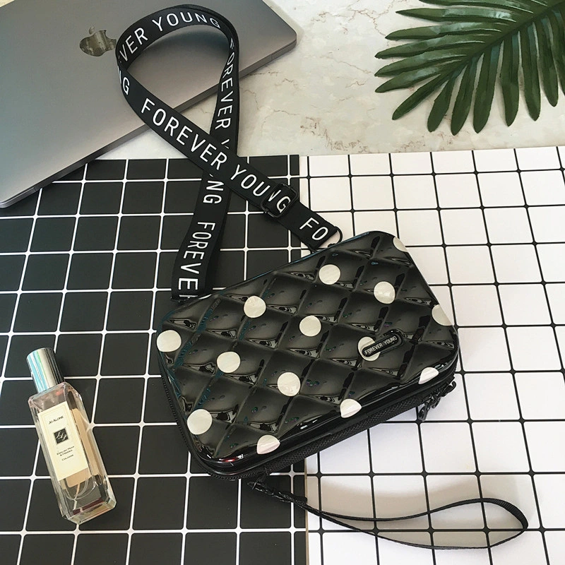 Geometric Plaid Totes Ladies Women Clutch Bag Multifunction Cosmetic Bag ABS+PC Tote Cosmetic Bag
